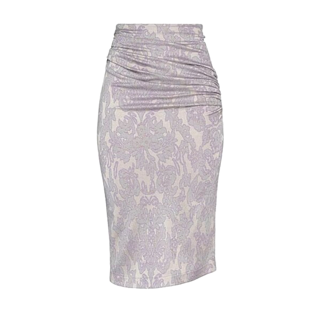 SoAllure Silver & Purple Floral Drap Detail Pensil Skirt Italy 8